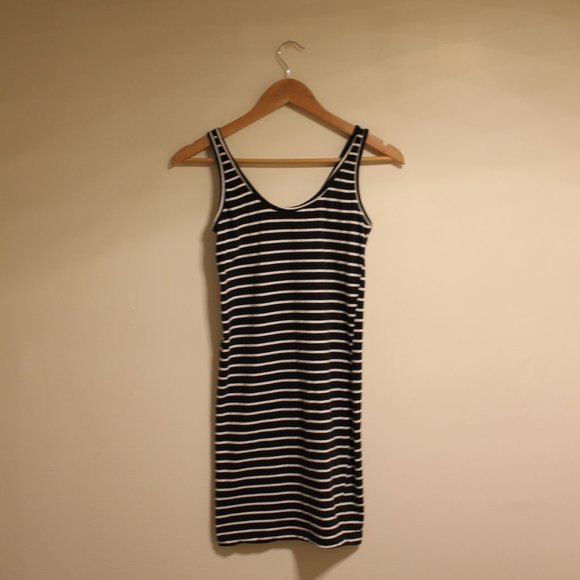 Vintage Striped Black & White Tank Dress - Picture 1 of 5